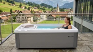 Frau im Eisbad